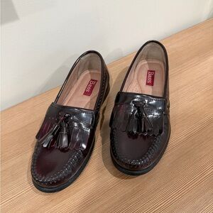Bass Men’s Burgundy Tassel Kiltie Loafers - Glossy Finish 7 M